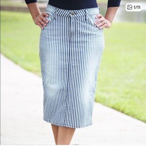 Striped Blue Midi Skirt